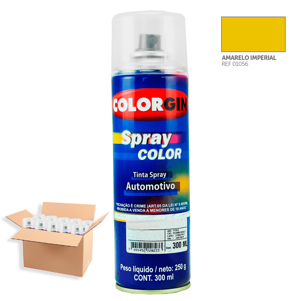 Tinta-Spray-Automotiva-Colorgin-Amarelo-Imperial-300mL-12Un