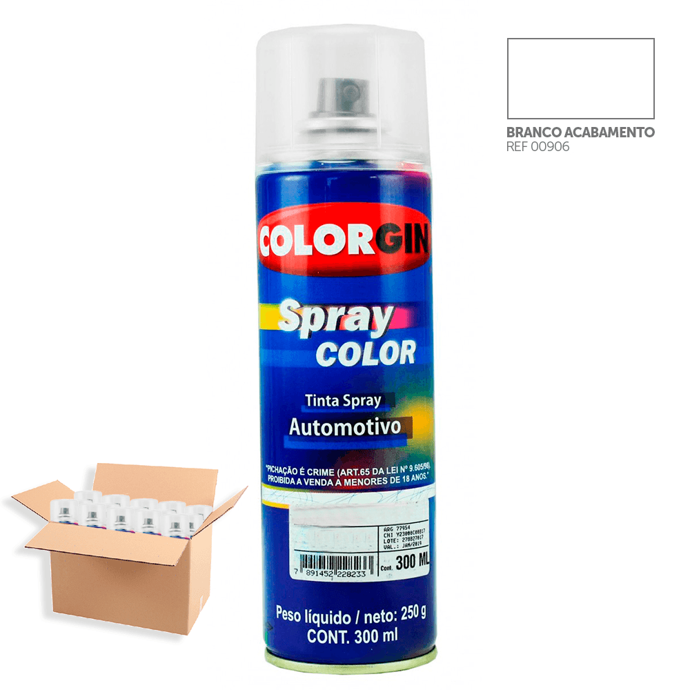 Tinta-Spray-Automotiva-Colorgin-Branco-Acabamento-300mL-12Un
