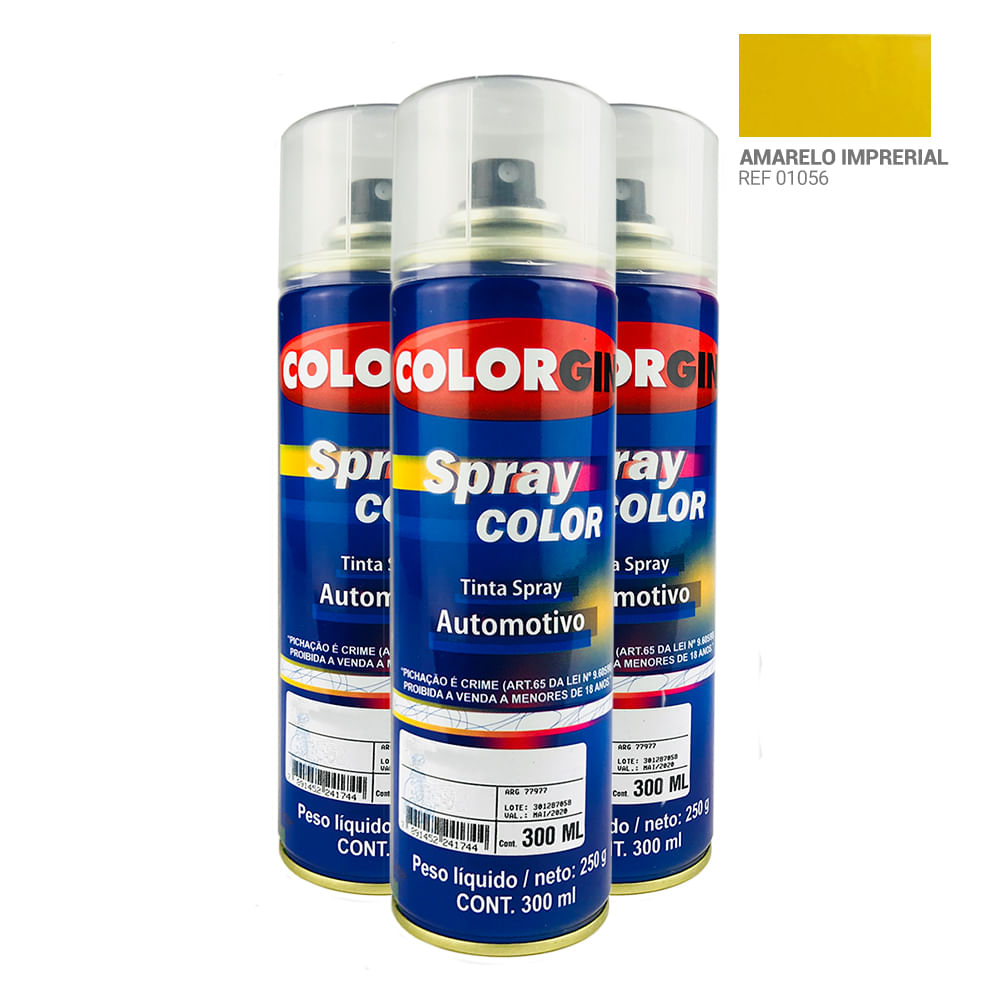 Caixa-com-3UN-Tinta-Spray-Automotiva-Colorgin-Amarelo-Imperial-300mL