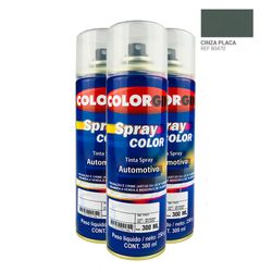 Caixa-com-3UN-Tinta-Spray-Automotiva-Colorgin-Cinza-Placa-300mL