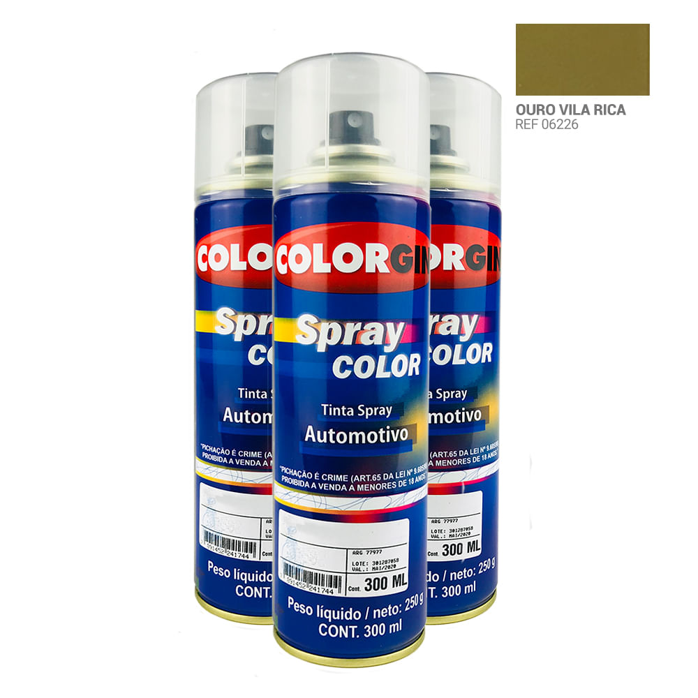 Caixa-com-3UN-Tinta-Spray-Automotiva-Colorgin-Ouro-Vila-Rica-Metalico-300mL