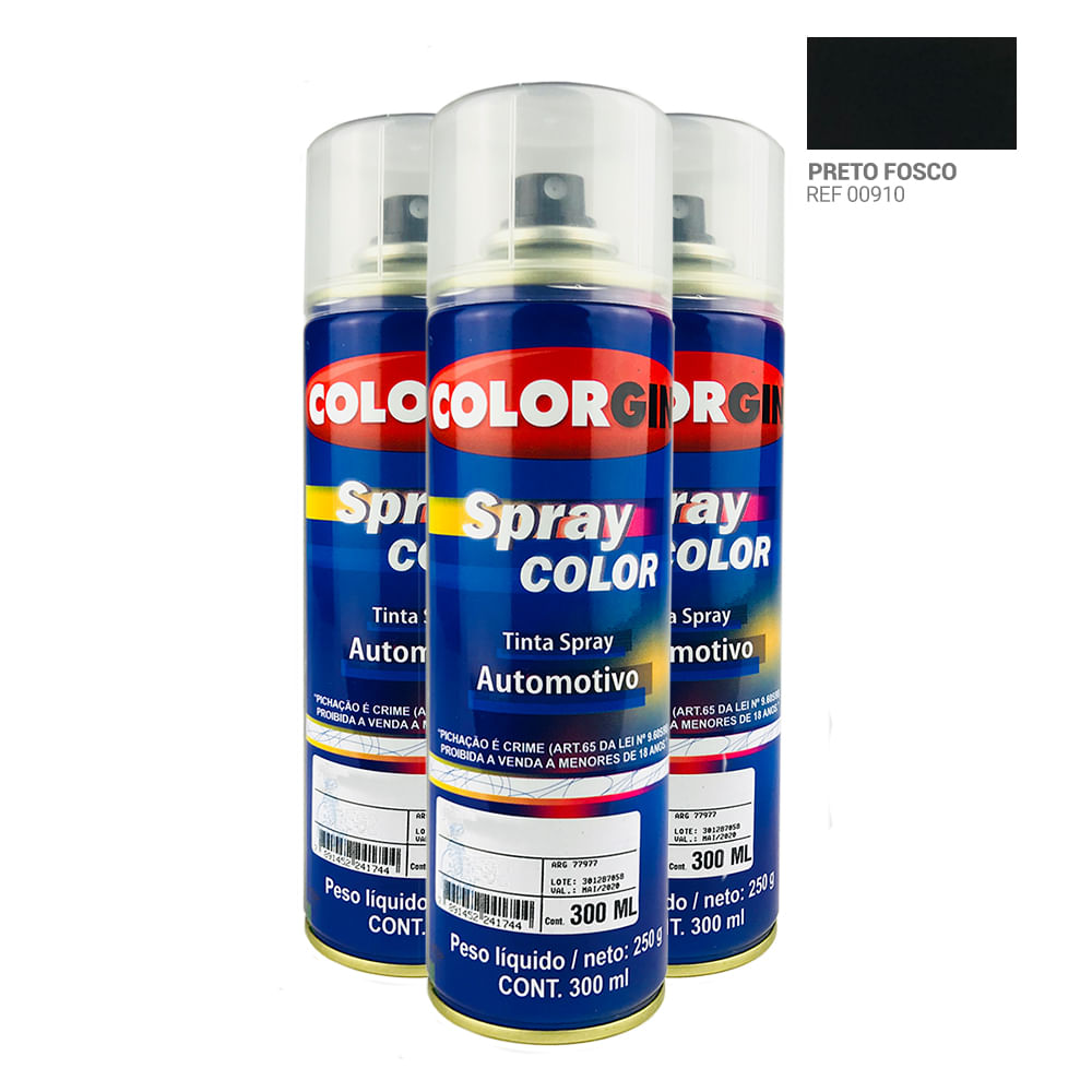 Caixa-com-3-UN-Tinta-Spray-Automotiva-Colorgin-Preto-Fosco-300mL
