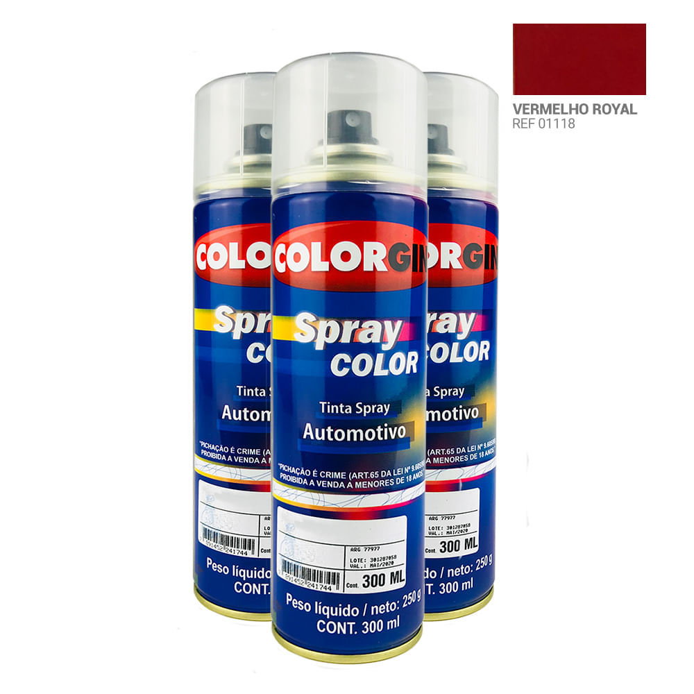Caixa-com-3UN-Tinta-Spray-Automotiva-Colorgin-Vermelho-Royal-300mL