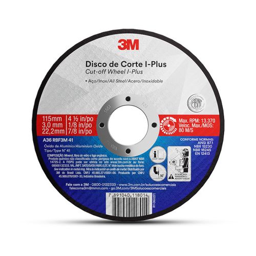 Disco de Corte I-Plus 115x3.0x 22.2 3M Disco de Corte I-Plus 115x3.0x 22.2 3M